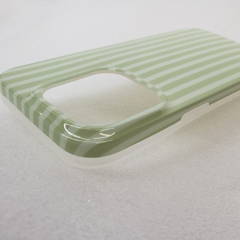 SleekCover Wave Striped Case for Apple iPhone 15 Pro (Sage Green)
